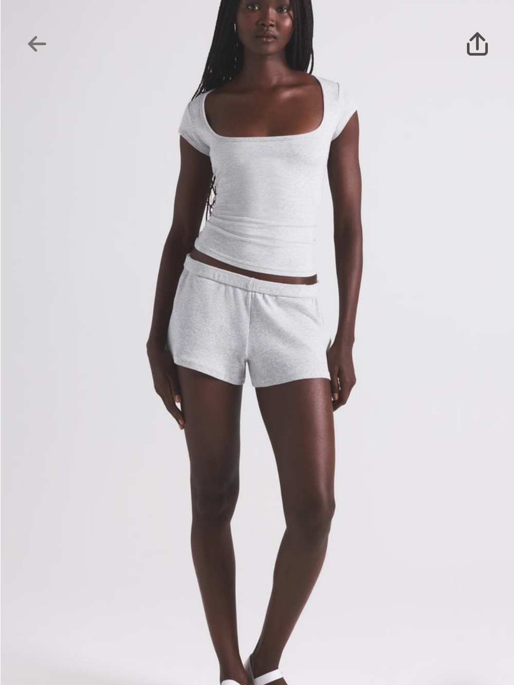 SKIMS Grey Scoop Neck Short Sleeve Shirt
